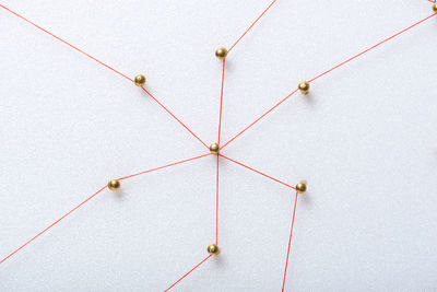 High angle view of ropes on white background