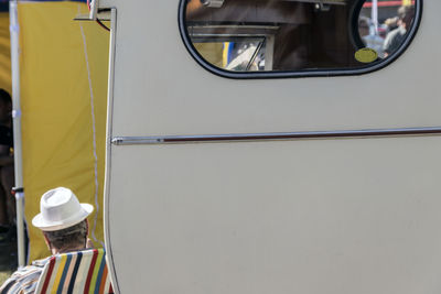 Close-up of boat against window