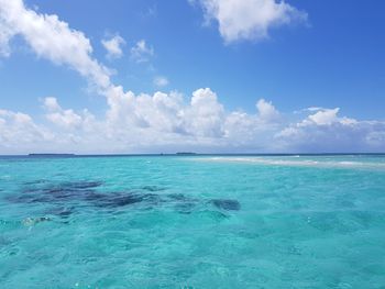 Scenic view of sea against cloudy sky