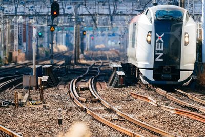 Train on railroad station platform