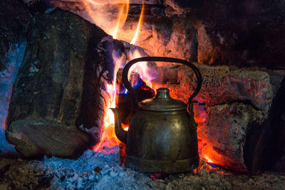 View of burning candles