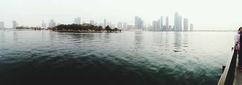 City skyline with river in background