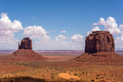 Rock formations on landscape against sky