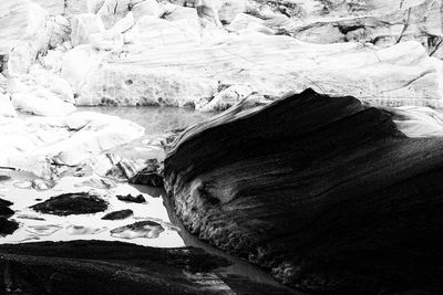 Rock formations in snow