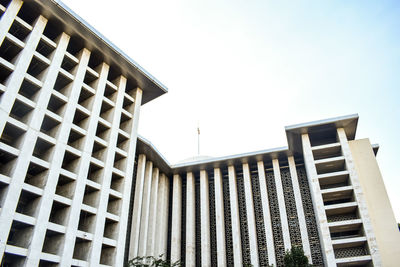 Low angle view of buildings against clear sky