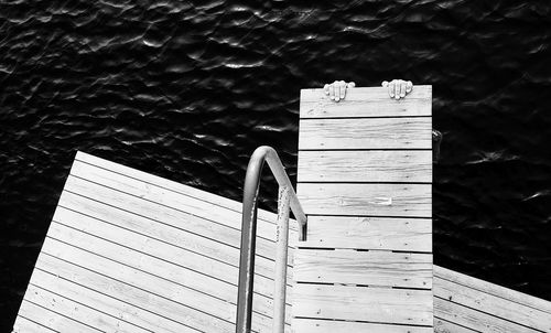 High angle view of wood in water