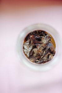 Directly above shot of herbal tea on table