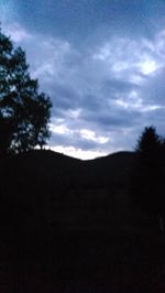 Scenic view of mountains against cloudy sky