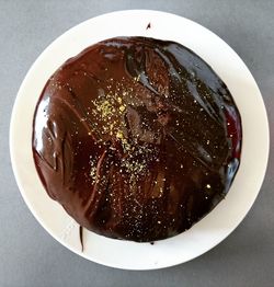 High angle view of ice cream in bowl on table