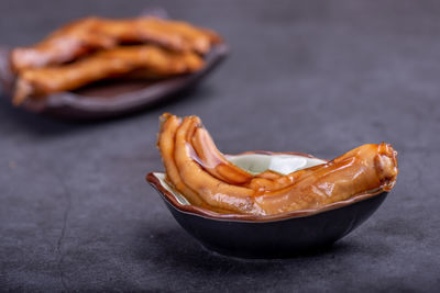 Close-up of food in bowl on table