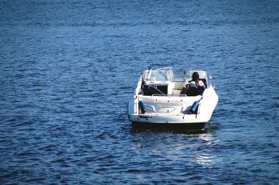 Boat sailing in sea