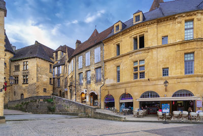 Street in sarlat-la-caneda historical center, france