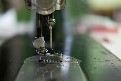 Close-up of sewing machine