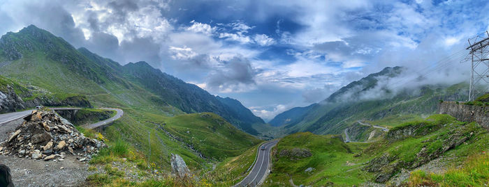 Panoramic view of mountains against sky