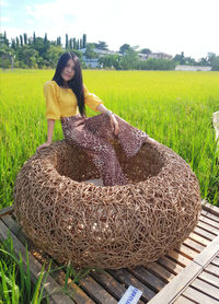 Portrait of woman in farm