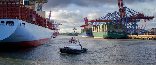 Ship in sea against sky