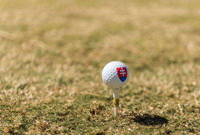 Close-up of ball on field