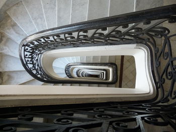 High angle view of spiral stairs