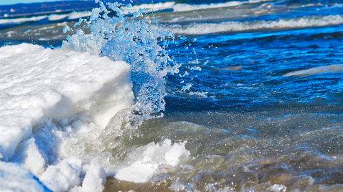 Close-up of splashing water in sea