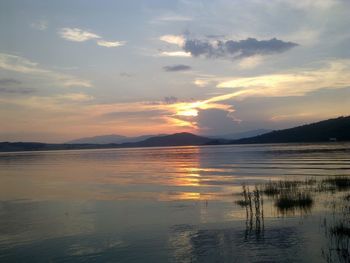 Scenic view of sea against sky at sunset