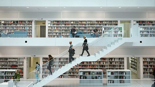 Group of people in library