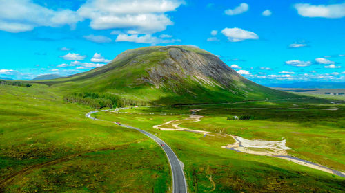 Scenic view of land against sky