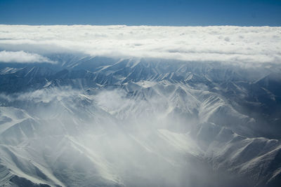 Aerial view of snowcapped landscape