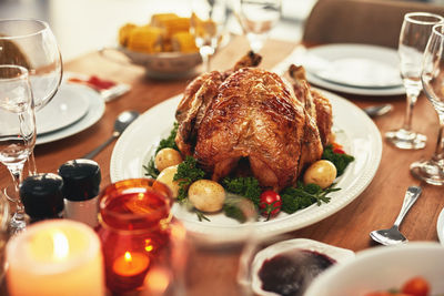 Close-up of food on table