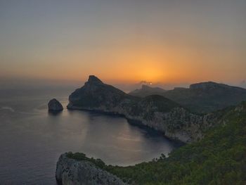 Scenic view of sea against clear sky during sunset