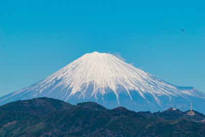 Panoramic view of mountain against blue sky