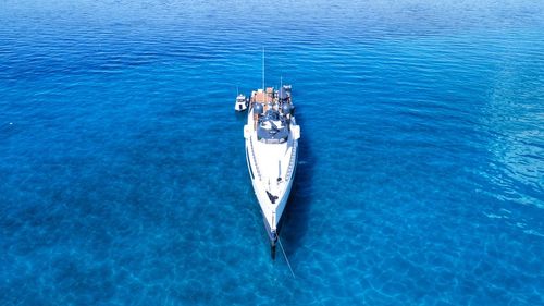 High angle view of boat in sea