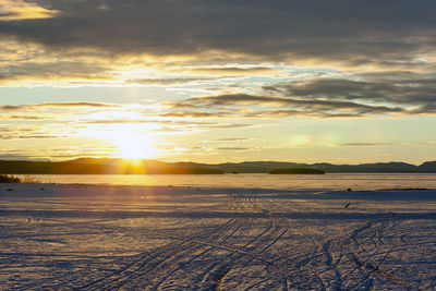 Scenic view of landscape at sunset