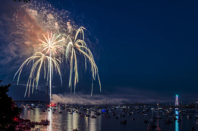 Firework display at night