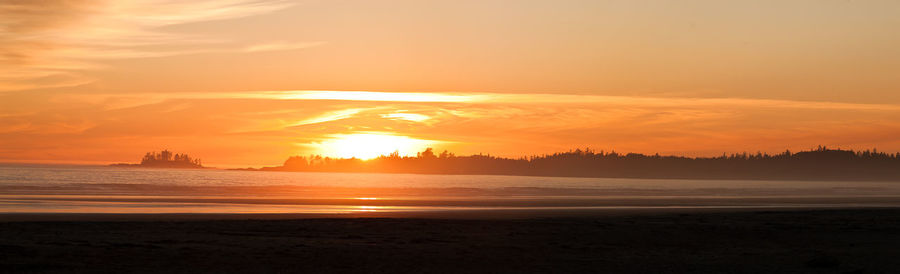 Silhouette landscape at scenic sunset