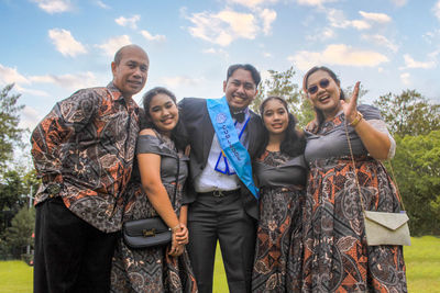 Gathering happy aura smiles on graduation day