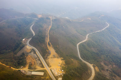 High angle view of road along landscape