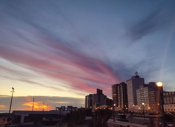 Cityscape against sky during sunset