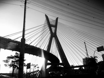 Low angle view of electricity pylon