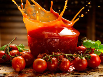 Close-up of tomatoes on table