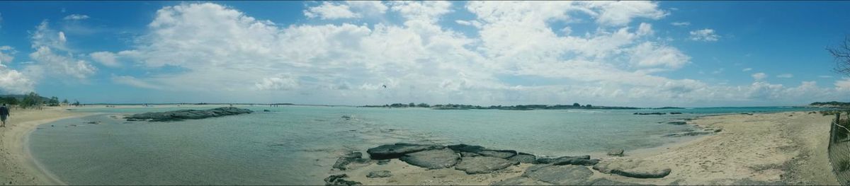 Scenic view of sea against cloudy sky