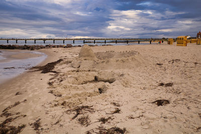 Scenic view of beach against sky