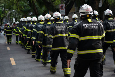 Military firefighters are seen during the brazilian independence day parade