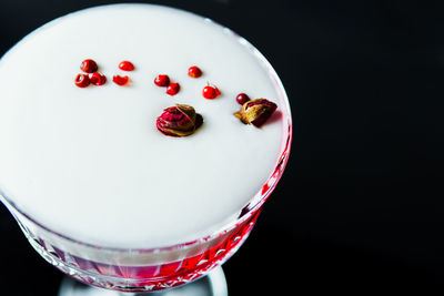 High angle view of dessert in bowl