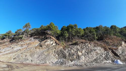 Scenic view of land against clear blue sky