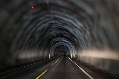 Blurred motion of road in tunnel