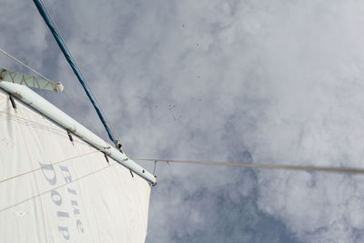 Low angle view of power line against sky