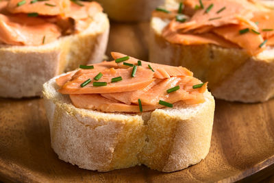 Close-up of served food on table