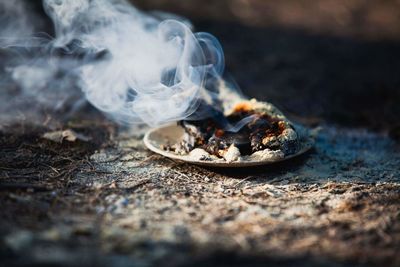 Close-up of shell burning