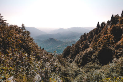 Scenic view of mountains against clear sky