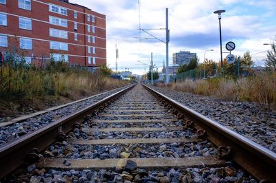 Railroad tracks against sky